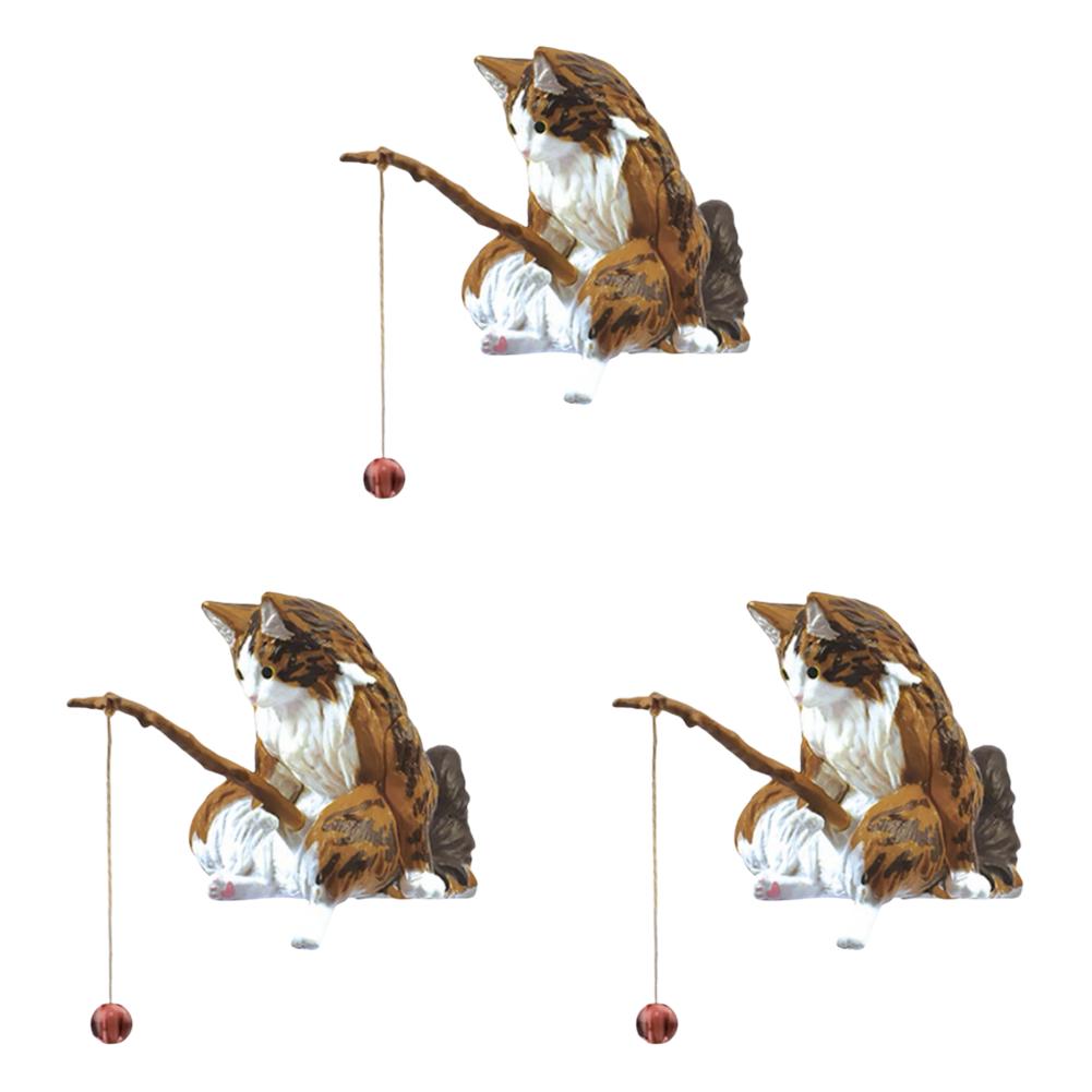 1-5pcs Fishing Cat Ornaments Sitting Fishing Little Cat Statue Fish Landscaping Cartoon Figurine Water Tank Aquarium Decorations