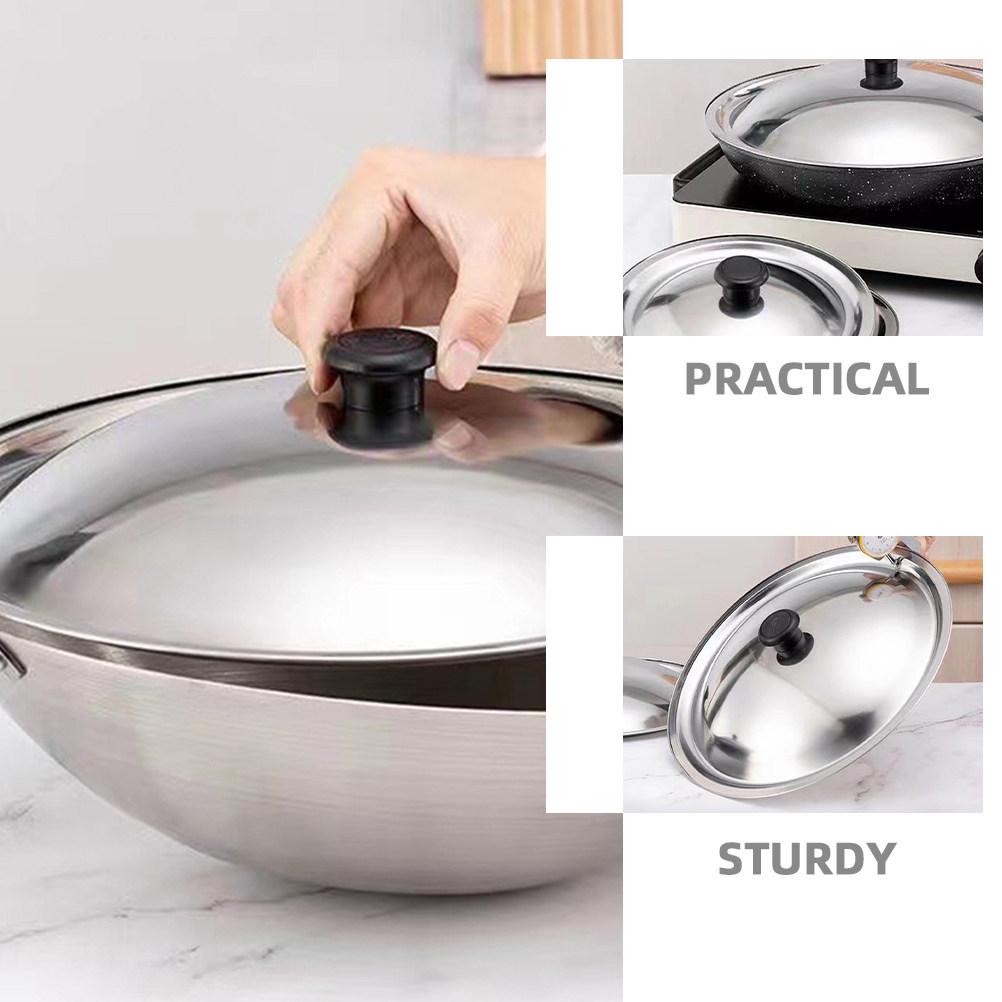 Stainless Steel Universal Pot Lid Replacement Pan Skillet Lid 25.5cm Ergonomic Knob Fry Boil Steam Kitchen Cooking Essential