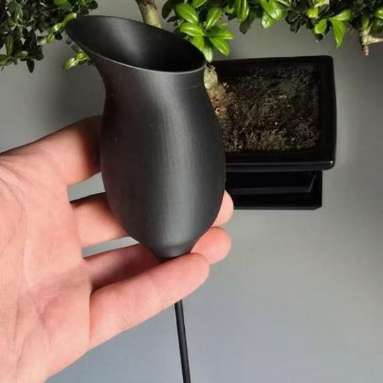 Wine Glass Self Watering Planter, 3D Printed Matte Black PLA Automatic Watering Dispenser, Universal Fit for Pots, Easy Plant Care for Travel Lazy