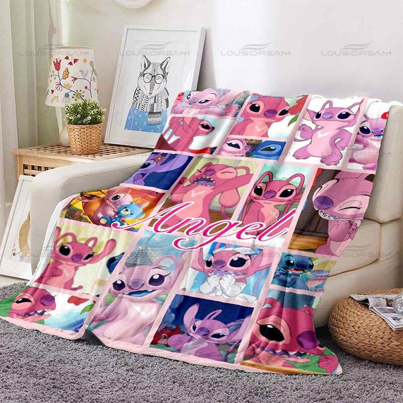 Fashion Animated Couple Blankets Cute Cartoon Pet Pattern Thin Blankets Flannel Portable Home Travel Office Blankets
