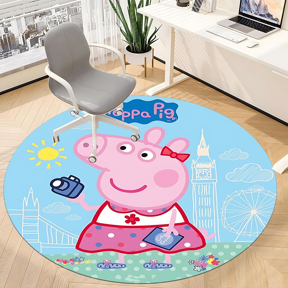1 Stück Peppa Wutz Stuhlteppich für das Büro, Rutschfest, Weicher und Langlebiger Büroteppich für die Innendekoration