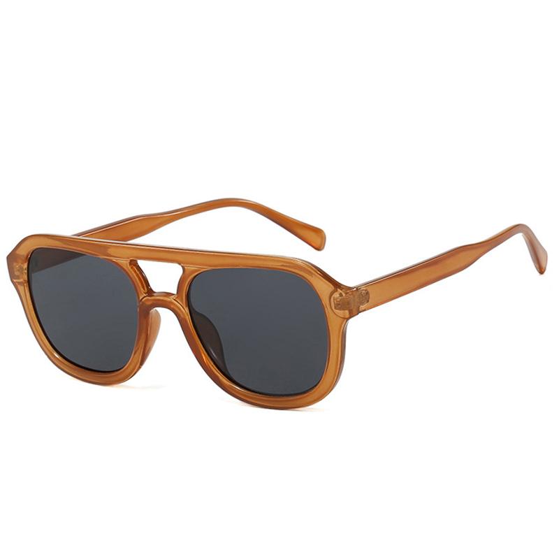  Double Bridges Square Women Sunglasses Fashion Black Orange Frame Men Retro Punk Sun Glasses Shades UV400