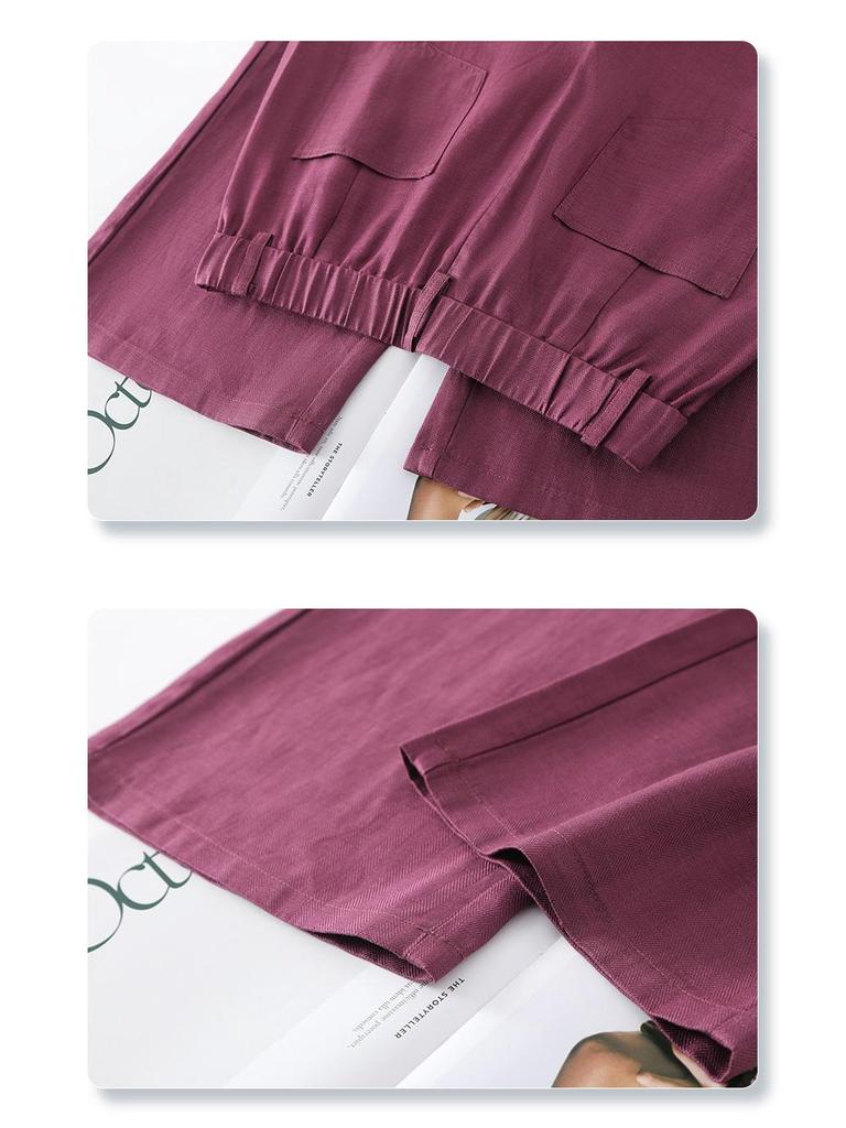 Women's Wide-Leg Brown Cotton Linen Pants - Summer 2025 Collection: Thin, Loose, Casual, Straight-Leg Trousers for Petite Sizes