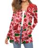 Women's Fashion Christmas Print Long-Sleeved Pocketed Slim-Fit Cardigan Coat