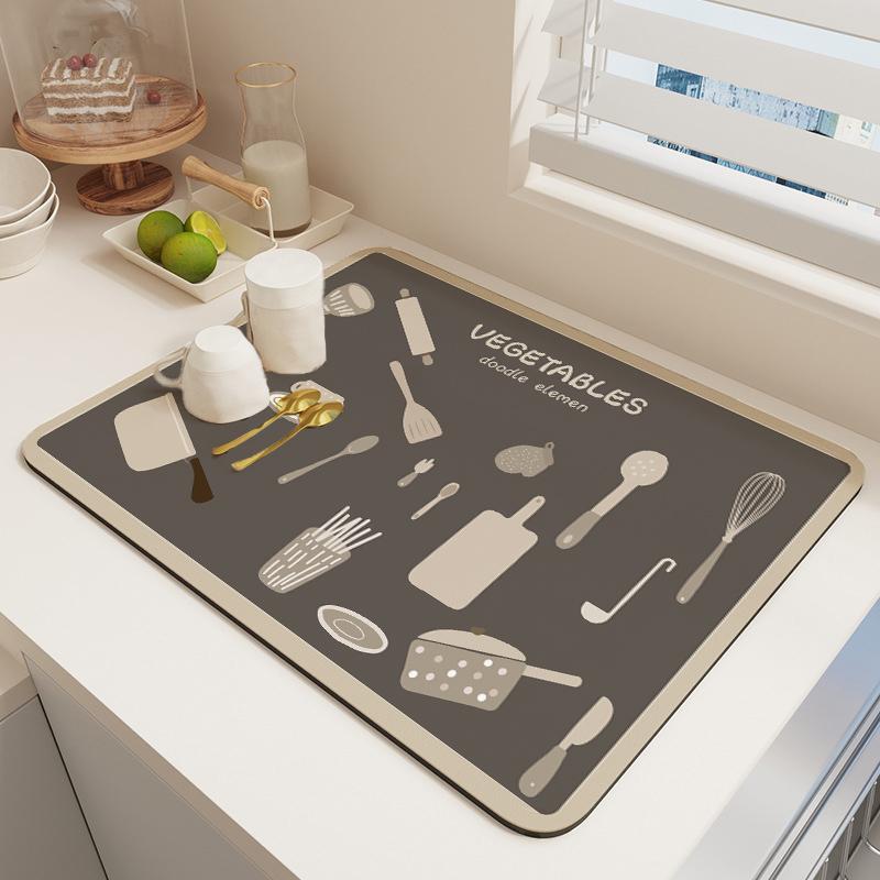 

Diatom mud kitchen drain mat, tableware bar mat, desktop tea cup mat, countertop absorbent mat 30X40cm11.8X15.7in