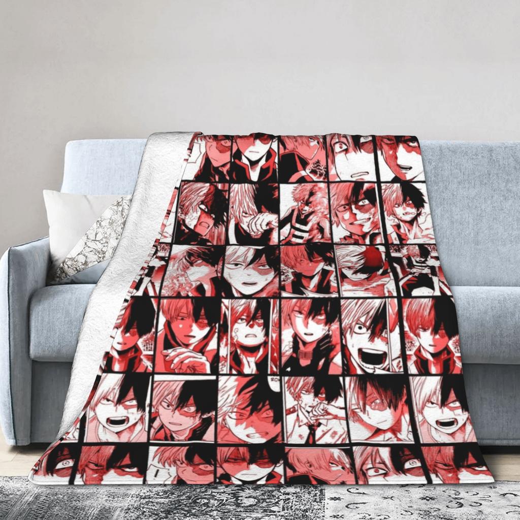 Uraraka Ochako Collage Knitted Blankets Academy Anime Manga Throw Blankets Summer Air Conditioning Ultra-Soft Warm Bedspreads