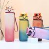 Water Bottle Gradual Change Color Plastic Water Cup High Sense Portable Large Capacity Kettle Outdoor Sports Fitness with Straw Plastic Cup