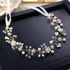 Silver Color Handmade Pearl Flower Headband Bridal Wedding Crown Hair Accessories Hair Band Tiara Crystal Headpiece Hair Jewelry