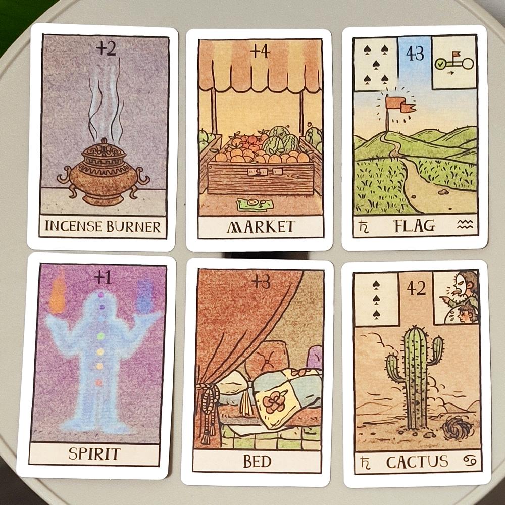 9*6cm Akashic Eye Lenormand: 61-Card Divination Set (36 Traditional + 12 New + 13 Optional) Modern Illustrated Oracle Cards