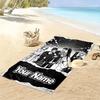 Name Custom Black Stones Print Beach Towel, Large Soft Quick Dry Towel for Beach Camping Swimming