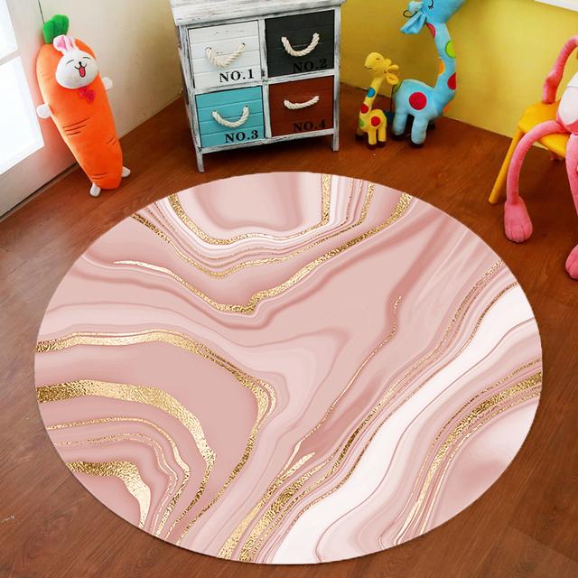 Marble Geometric Round Carpet Living Room Office Chair Computer Table Mat Home Anti -Fouling Decoration Bedroom Coffee Table Mat