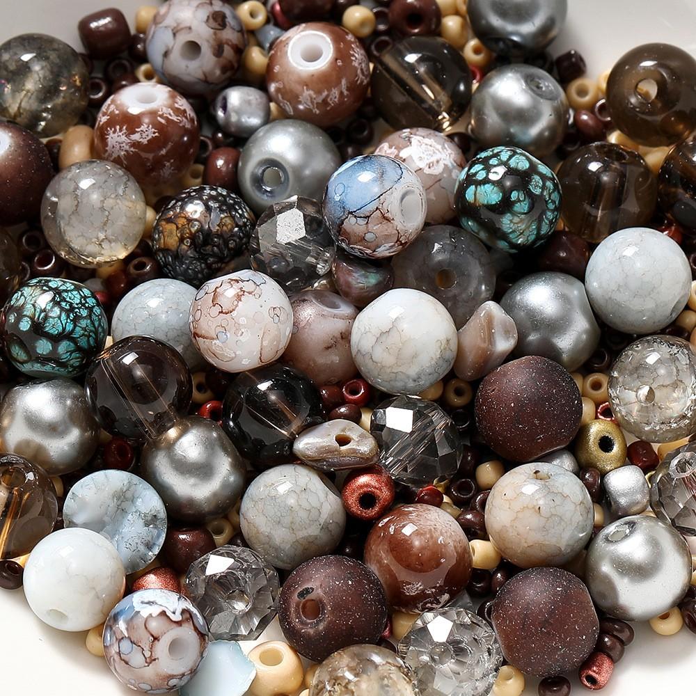 

Colorful 2-8mm Glass Beads Beads Of The Same Color Mixed Color Combination Diy Beading Material One Size коричневый