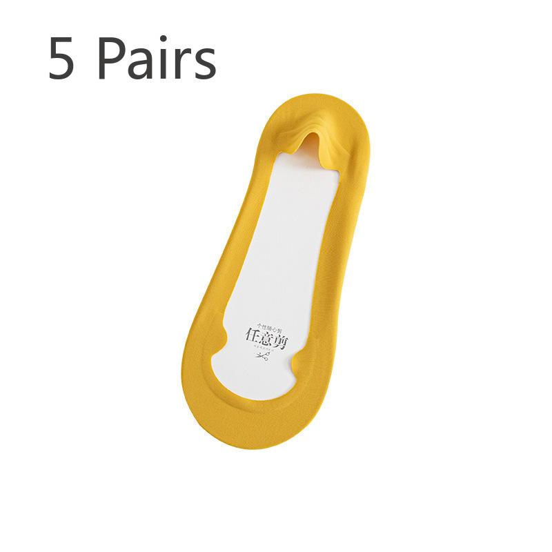 

Women s Summer Cotton Thin Style Protective Toe Socks with Shallow Opening, Invisible, Breathable, Anti-slip, and Non-slippery Off-heel. 5 pairs