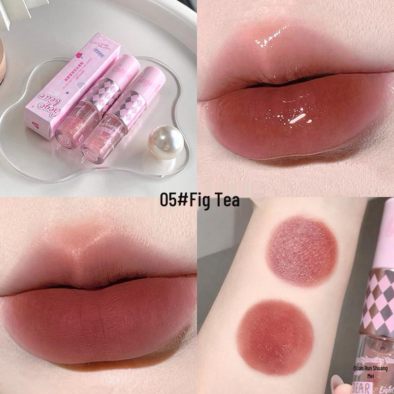 Двусторонний блеск для губ Gege Bear Mist Glow - Нюдовый, Зеркальный финиш, Осветляющий, Водостойкий, Стойкий для осенне-зимнего макияжа 3g Lipstick + 3ml Lip Glaze