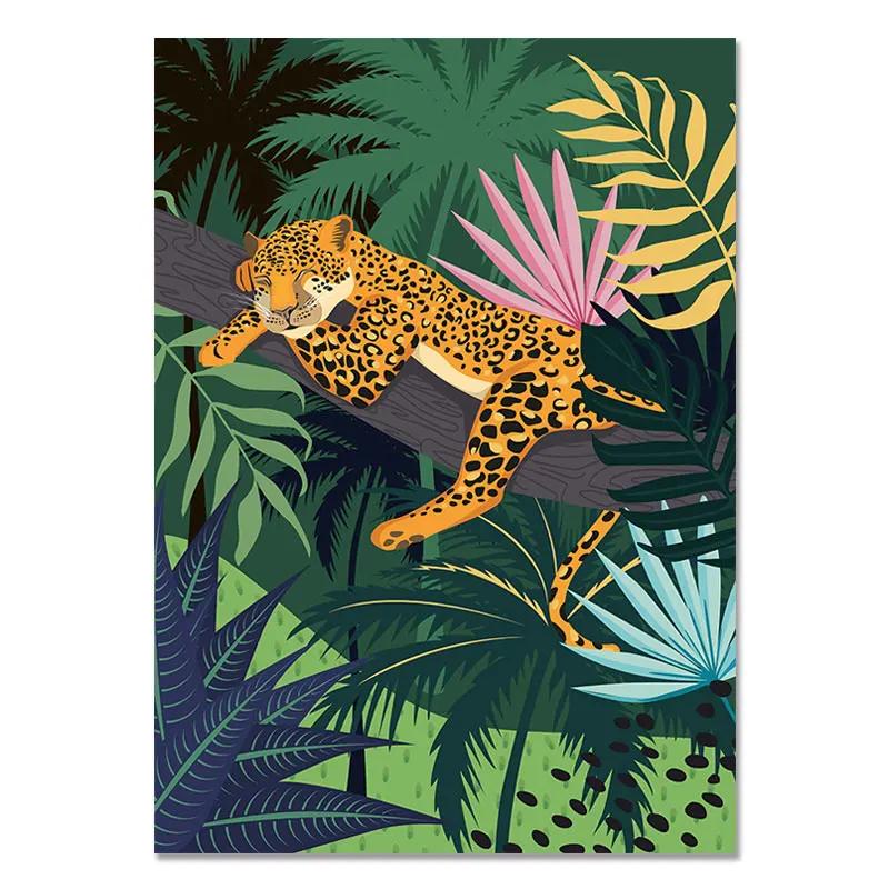 Animals Canvas Painting Koala Jungle Posters and Prints Nordic Monstera Leaf Wall Art Pictures for Living Room Home Decoratio