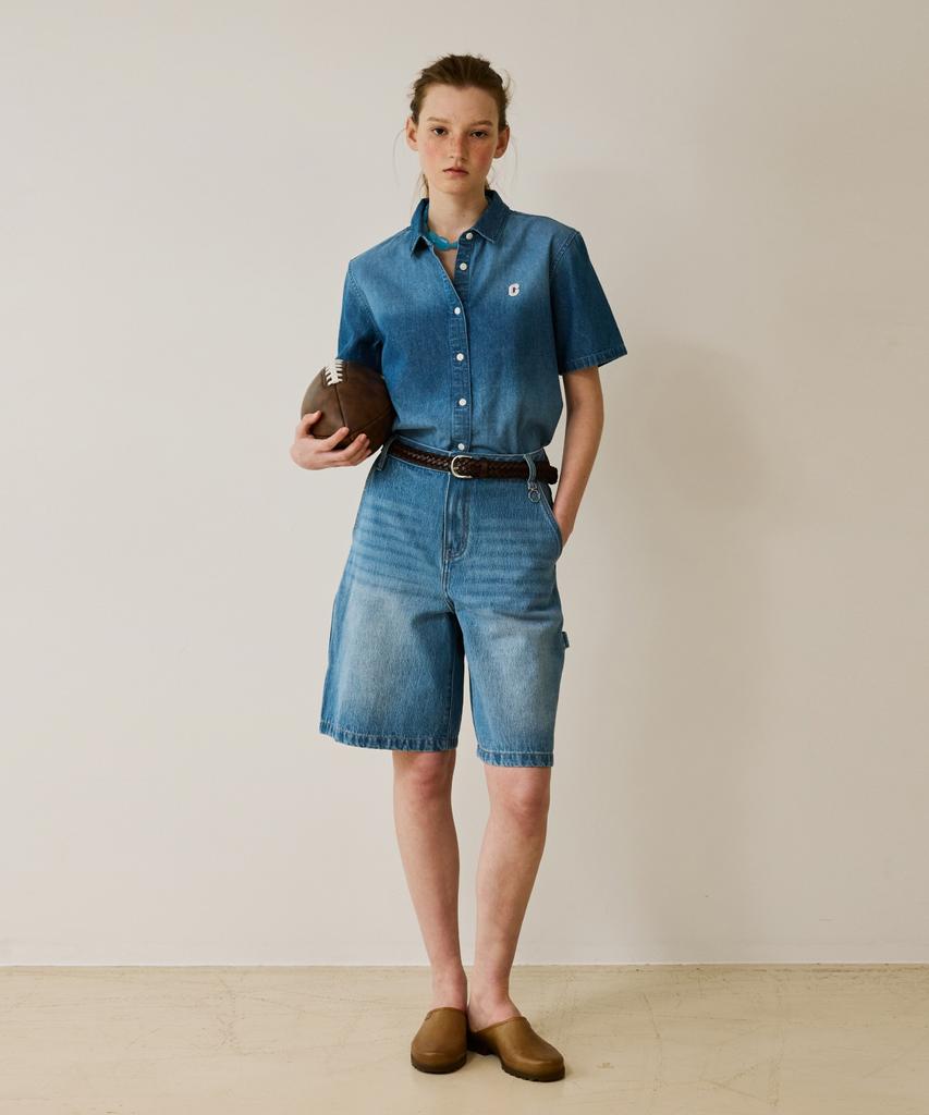 Covernat Woman Bermuda Denim Shorts Blue