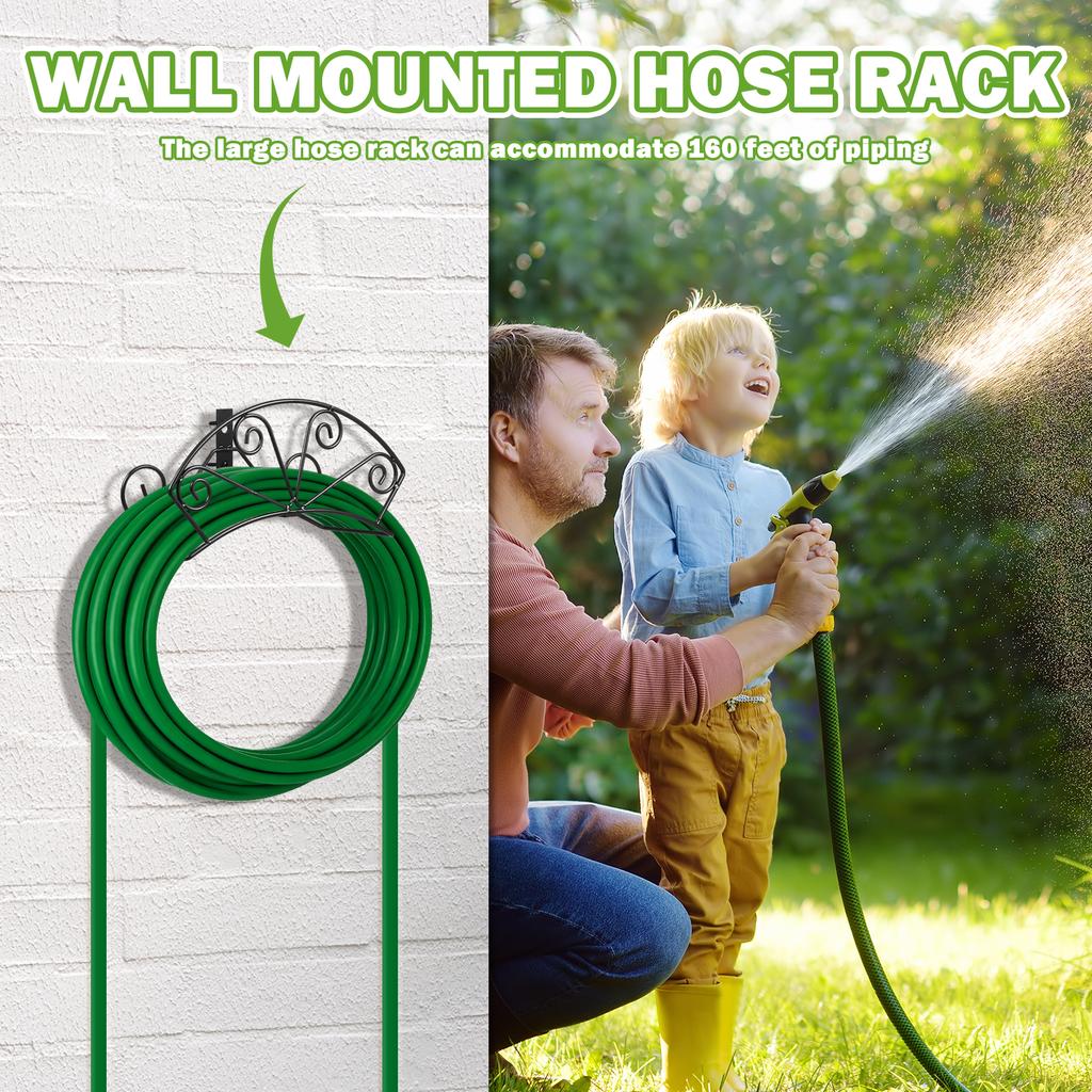 Garden Hose Holder Wall Mount Water Hose Hanger Storage Heavy Duty Metal for Equipment Tools Ropes Outside Organizer Rack