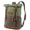 Retro European & American Color Block Canvas Backpack - Oil Wax Finish for Outdoor Hiking, Travel, Mountaineering, School, or Students