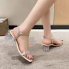 Fashion Shiny Rhinestone Women's Sandals Summer 2025 Crystal High Heels Party Shoes Woman Comfortable Thick Heel Slides Sandalias Mujer