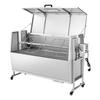 Rotējošais grils, 38W BBQ āra cūkas un jēra gaļas iesms, ogļu iesms ar 60 kg ietilpību, riteņi un 4 līmeņu augstums, nerūsējošais tērauds