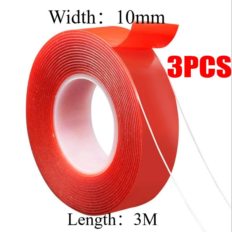 2pc Ultra Thin Transparent Red Film Double Sided Tape With HighTemperature Resistance No Marks Waterproof Adhesion Strong Adhes