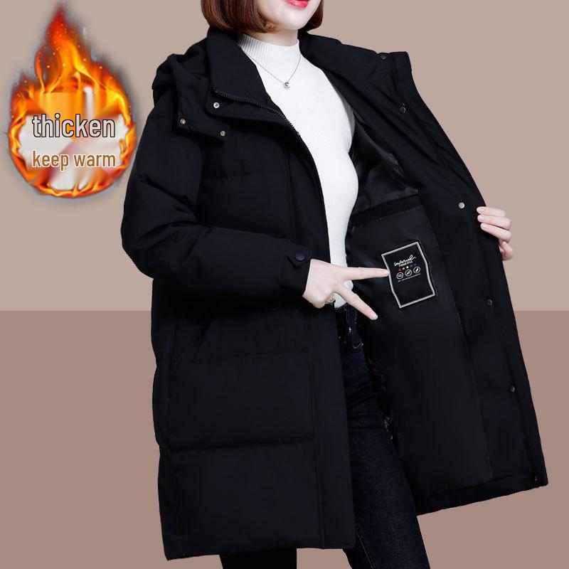 Women's Mid-length Quilted Cotton Coat: 2024 Winter Loose Plus Size, Thickened & Padded Jacket