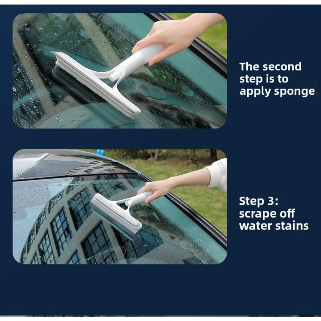 Trzy w jednym Ręczny Środek do Czyszczenia Okien ze Spryskiwaczem, Skrobaczką i Ściereczką z Mikrofibry - Ergonomiczna Konstrukcja, Odpowiedni do Szkła, Płytek, Lustra, Łazienki