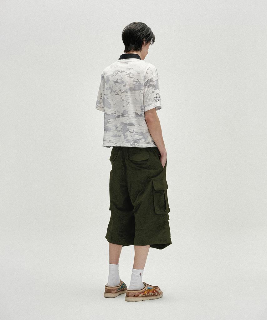 NOT4NERD Knee Tuck Parachute Cargo Bermuda Shorts - Khaki