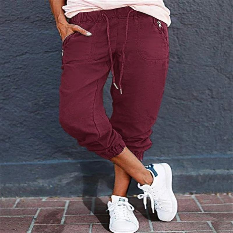 

Women s Drawstring Waist Jogger Pants With Zipper Pockets Casual Trousers S