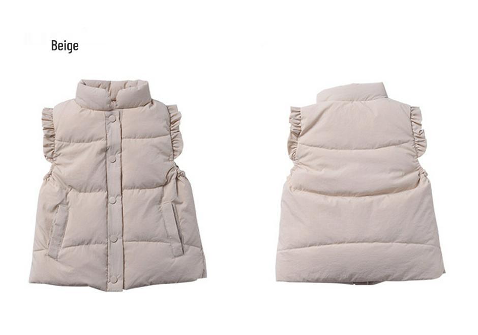 Girls' Lace Down Vest - Korean Style, Warm Autumn/Winter Jacket for Toddlers and Preschool Children