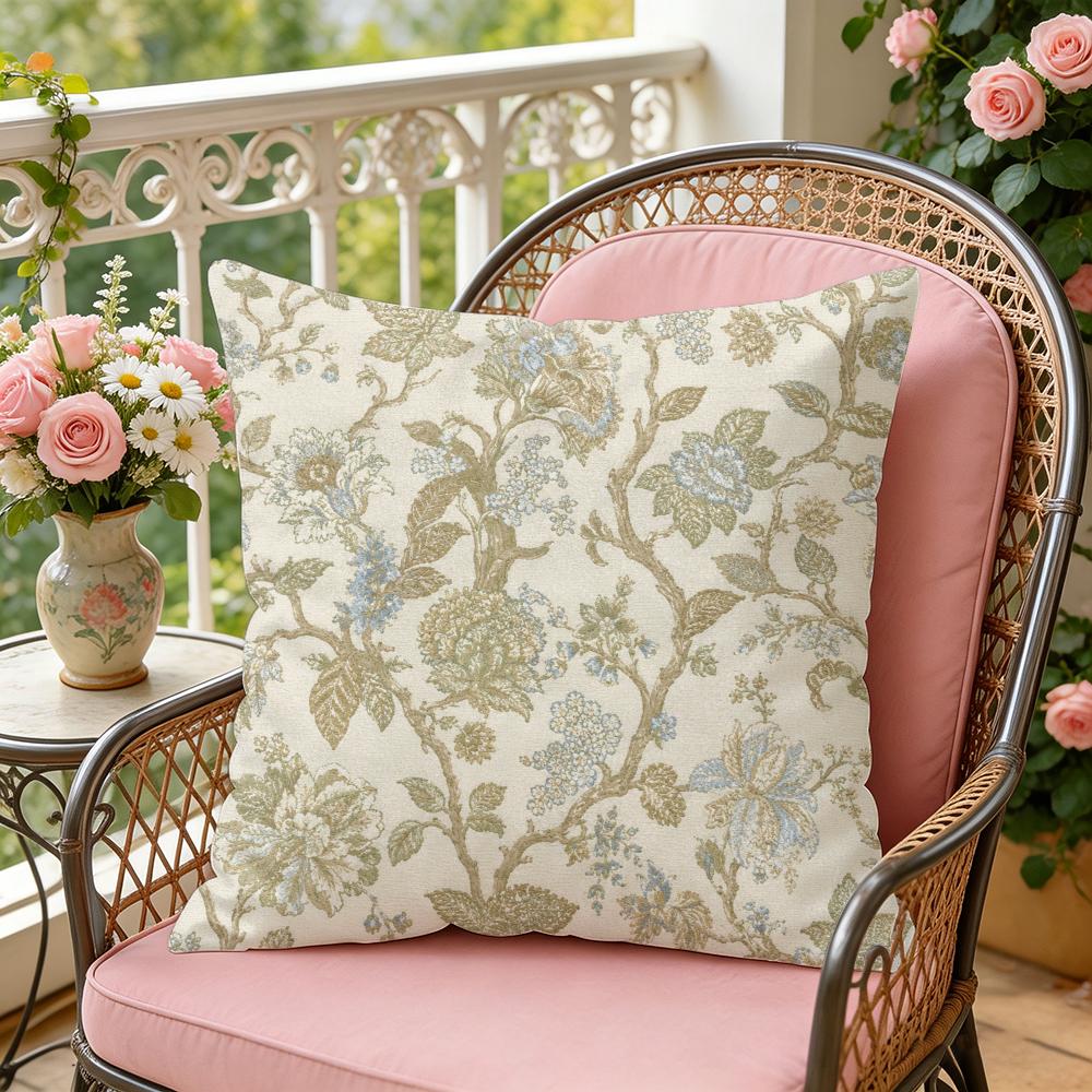 Vintage Textile Floral Fabric Cushion Cover Silky Short Plush Invisible Zipper Dustproof Sofa Pillow Case For Home Decor