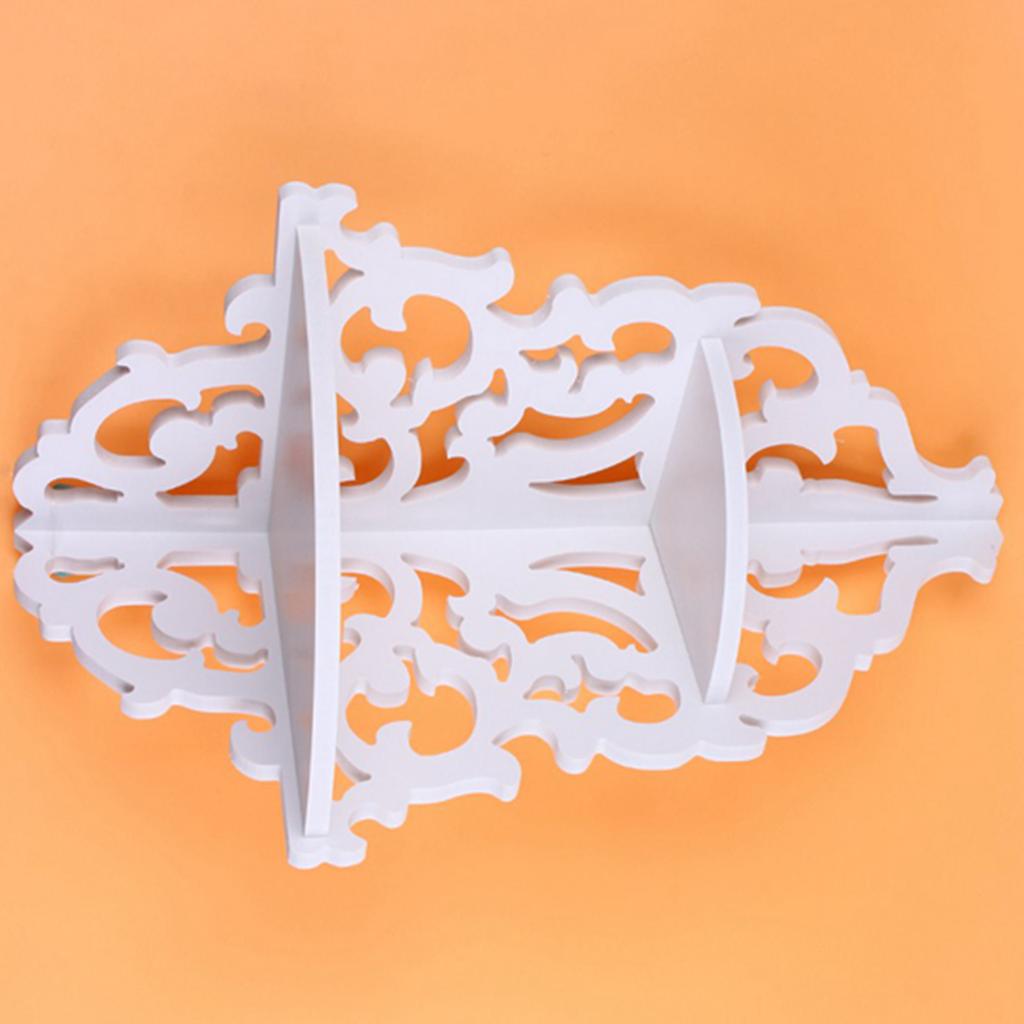 Wall Corner Shelf, 2-Tier White Carved Corner Shelf Corner Display Stand Hanging Corner Shelf for Living Room, Bedroom, Study Room, Home