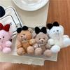 Soft Plush Bear Hanging Ornament Fashionable Soft Bear Keychain with Bowknot Plush Key Accessory for Stylish Bags