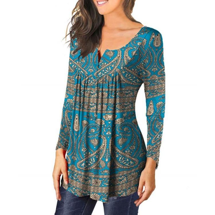 Trendy Large Size Women's Casual Shirt Printed Loose Top Long Sleeved Fashion Spring Autumn New