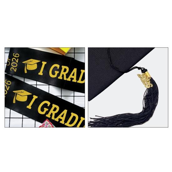 Class of 2026 Graduation Cap Sash Badge Set I Graduated Satin Stole
