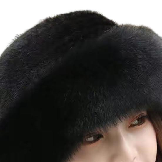 Women Hat Solid Color Fluffy Thickened Ear Protection Dome Winter Coldproof Elegant Russian Hat Faux Fur Headband Streetwear