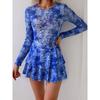Long-sleeved Sunscreen One-piece Swimsuit Women's European and American Sports Skirt Quick-drying Swimsuit Blouse