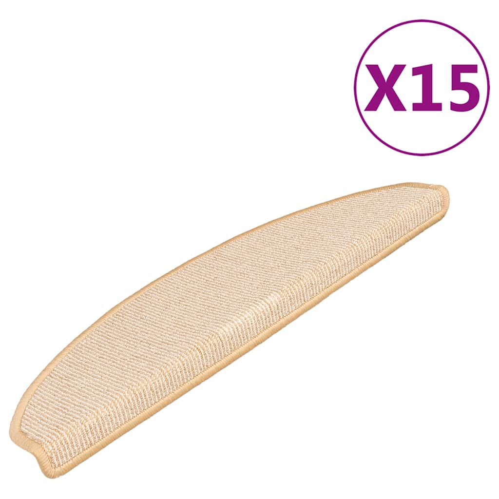Step Mats 15 pcs. 65 x 21 x 4 cm Cream Semi Round Large