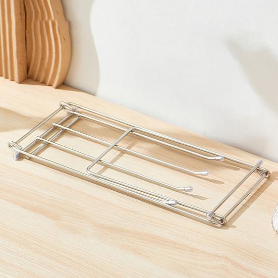 Kitchen Towel Holder Stainless Steel Dish Rag Washcloth Holder 4-Arm Folding Free Standing Hand Towel Drying Rack for Kitchen Countertop Bathroom