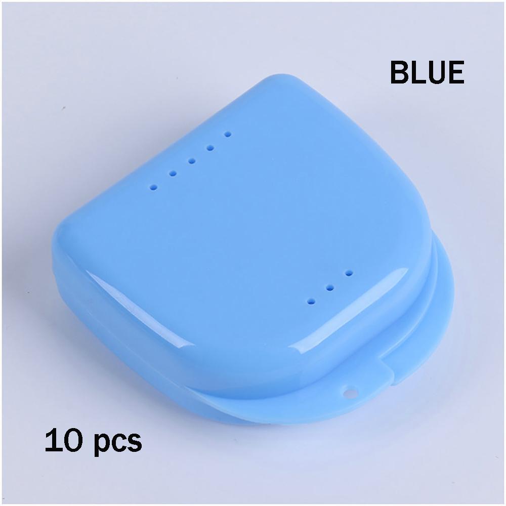 10Pcs Denture Storage Box Plastic Teeth Container Orthodontic Retainer Case Color Tray Protective False Teeth Box