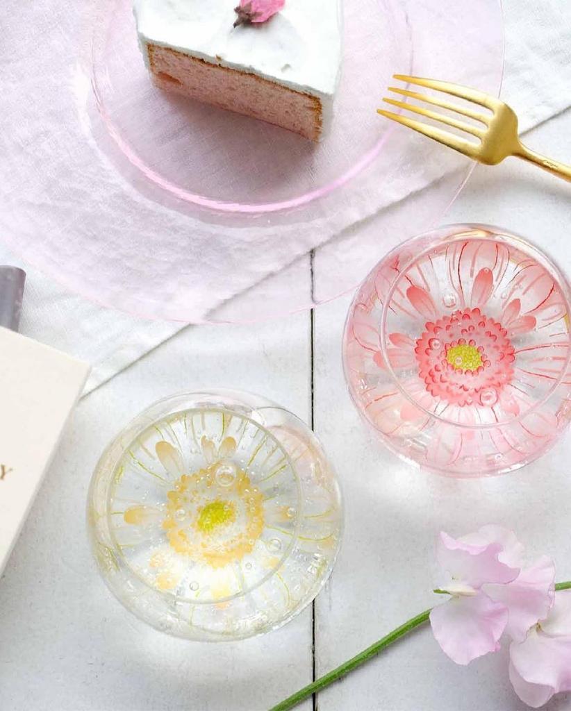 Toyo Sasaki Glass BENEDIRE Fleurir BENEDIRE Fleurir Flurry Glass Fleurir 495ml Made in Japan Dishwasher Safe Floral Pattern Round Glass Cup Gift