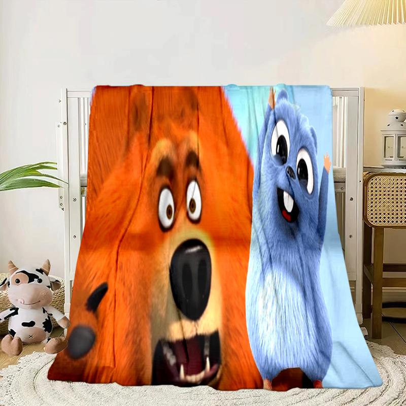 

Bear And Blue Critter Adventure Blanket Flannel Blanket for bed, sofa, Camping, Hiking, Picnic Essentials, gift for family Fan gifts 75x90cm