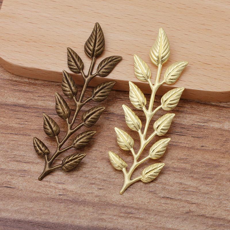 20pcs 19x64mm DIY Leaf Copper Charm Pendant Gold Color Accessories for Necklace Jewelry Making Components Handmade Craft