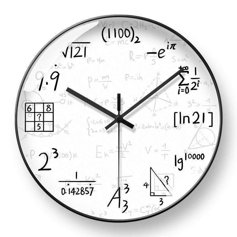 Креативные математические настенные часы: Кварцевые часы Science Whiz с простым дизайном формул для учебных комнат – Бесшумные и цифровые. 8 inch