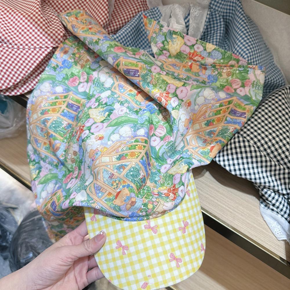 Rural Style Headscarf Baseball Hat Floral Strappy Bandana Cap Triangle Headscarf Hat  Spring