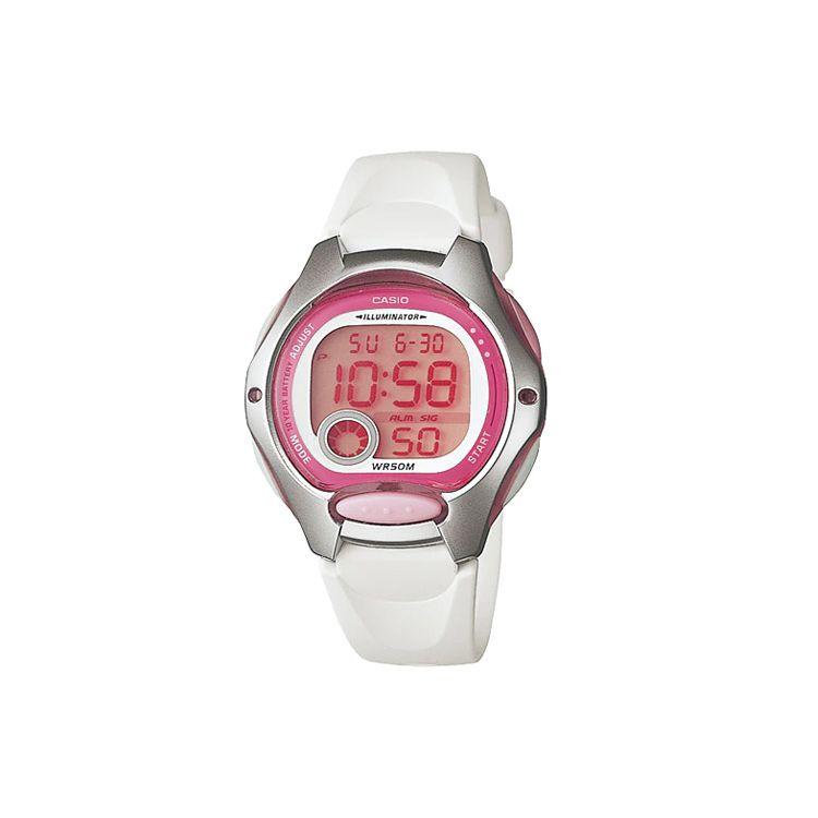 

Casio Digital Series Round Dial Streamlined Color Block Ten Year Power Liquid Crystal Quartz Movement Resin Strap Watch Women watches LW-200-7AVDF Pink Watch Dial
