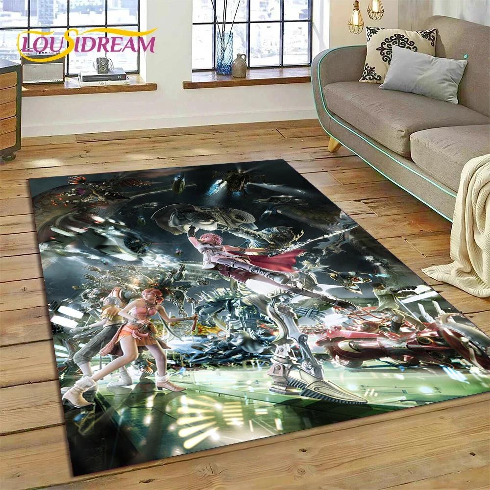 Final Fantasy Serie Spiele Cartoon Teppich für Wohnzimmer Schlafzimmer Heimdekoration, Bodentuch Rutschfest Dekoration für Sofa Fußmatte