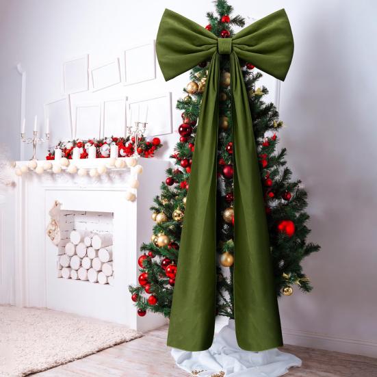 71 Inches Christmas Extra Large Velvet Bow Giant Xmas Tree Toppers Bows for Home