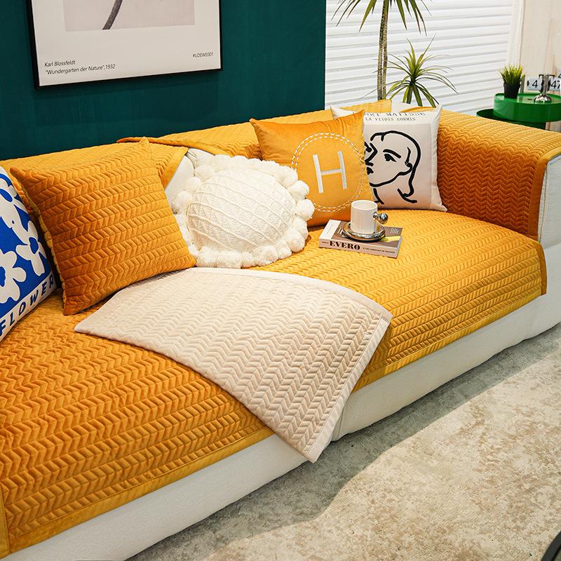 Sofa Cushion Winter Plush Thickened Seat Cushion Modern Light Luxury High-End Four-Season Leather Sofa Cover Cover Cloth Towel
