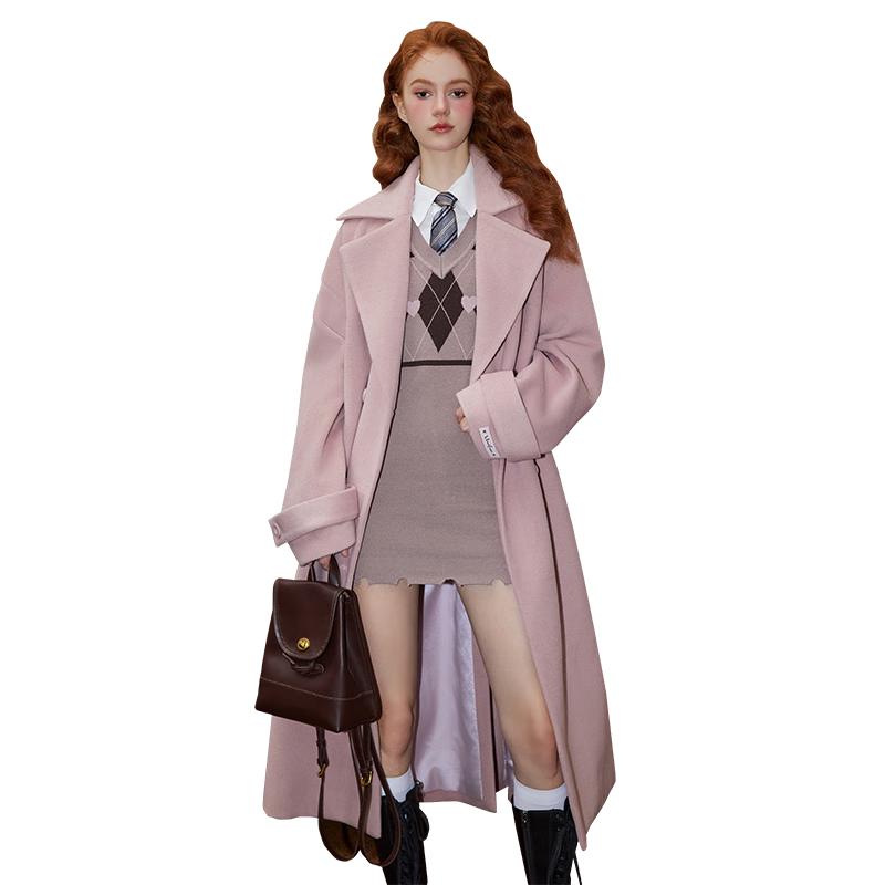 

UNIFREE Retro Wool Blend Double-Breasted Coat L